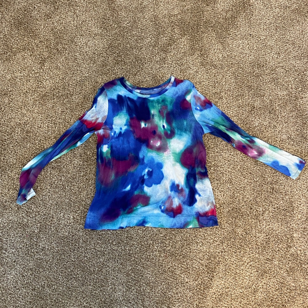 Simply Vera by Vera Wang Colorful Tie Dyed Long Sleeve Tee NWOT